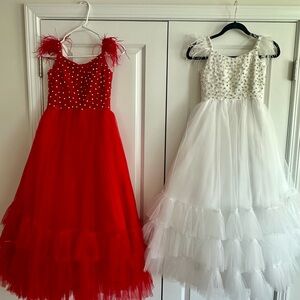 Elegant Red and White Kids Formal Dresses